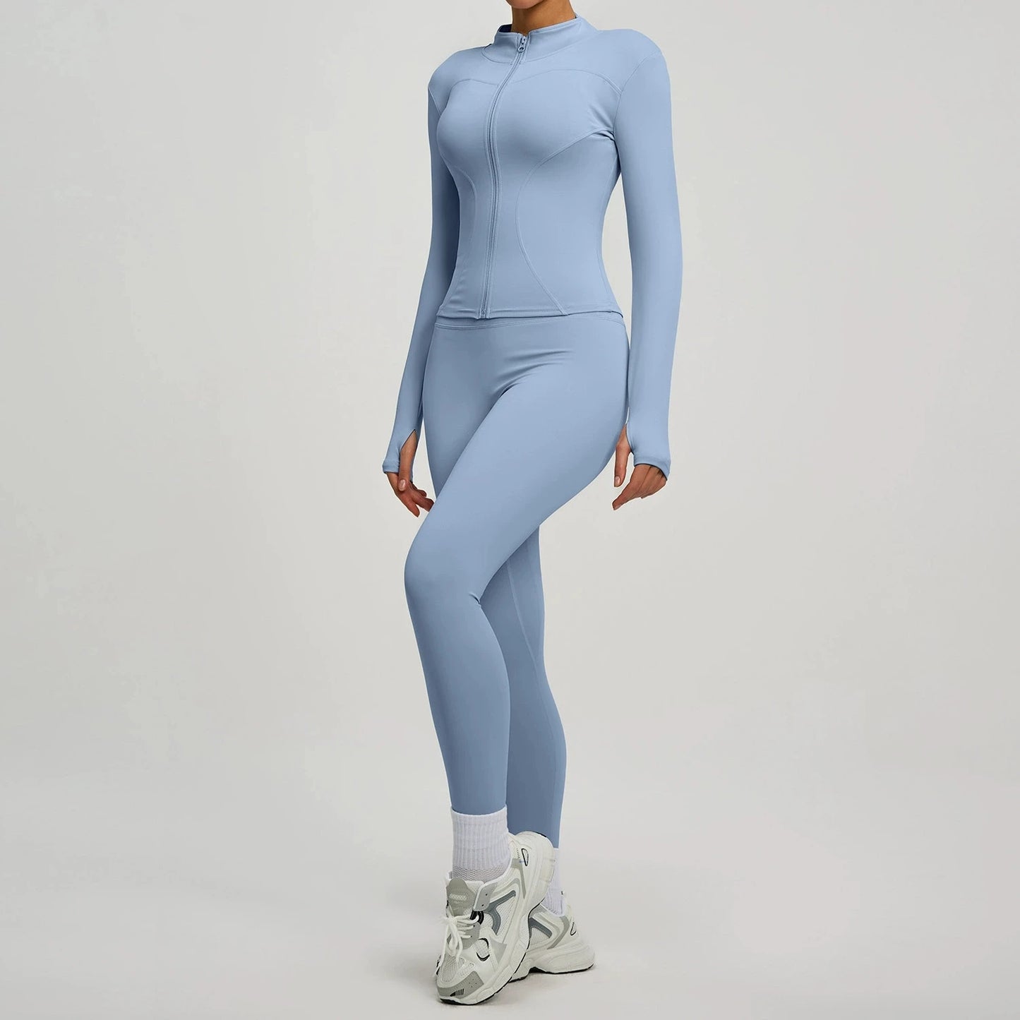 Women's Long Sleeve Yoga Jacket Set With Leggings Workout