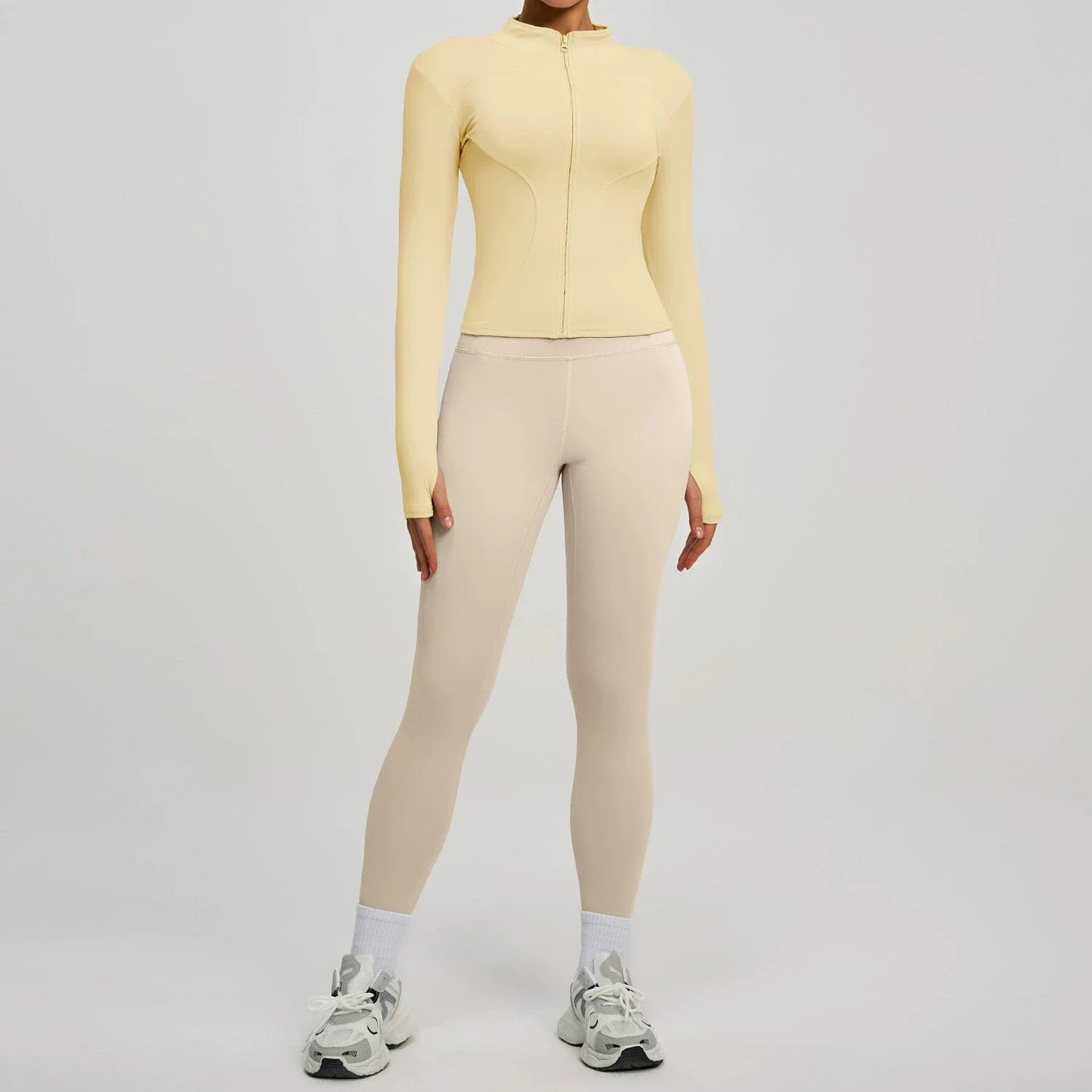 Women's Long Sleeve Yoga Jacket Set With Leggings Workout