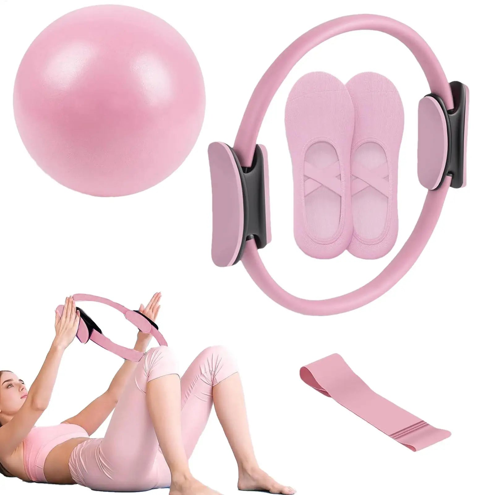 Pilates Ball And Ring Set With Resistance Bands For Postpartum