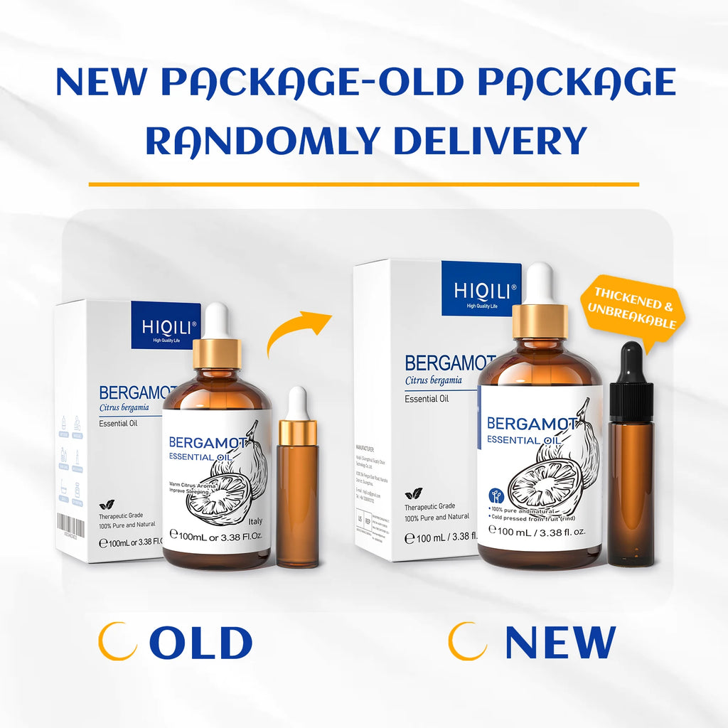 HIQILI 100% Pure Bergamot Essential Oil 100ml for Diffuser Blends Aromatherapy Uplifting Sweet Orange Grapefruit Lemon