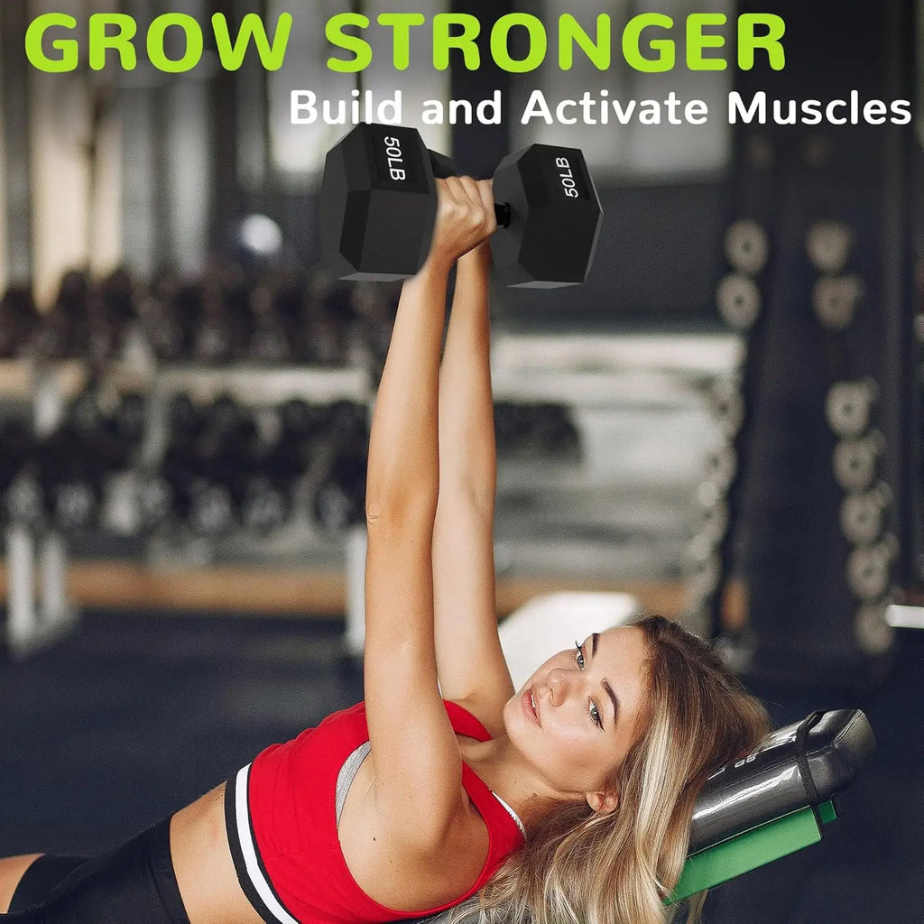 Rubber Encased Hex Dumbbell With Anti Slip Handle Dumbbells