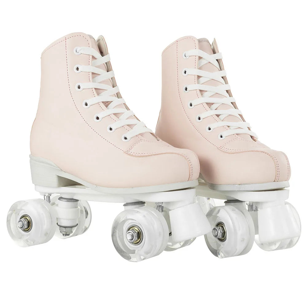 YYW Lighted Roller Skates PU Leather Double Row Quad Skates