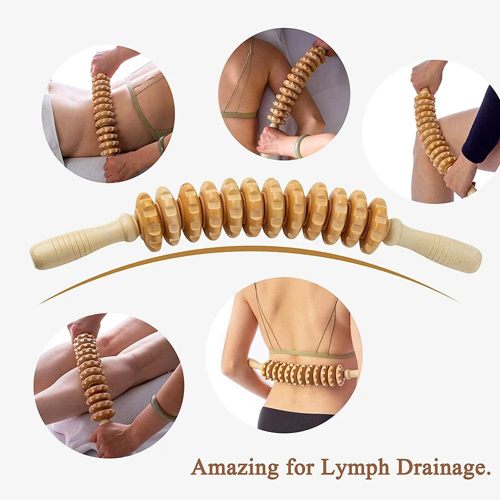 Wooden Lymphatic Drainage Massager Body Sculpturing Anti Cellulite Maderoterapia Set Colombian Wood Therapy Tools Men Women