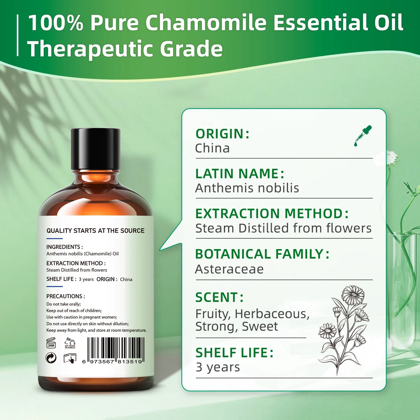Zen Active Living 100 Mil Chamomile Essential Oil