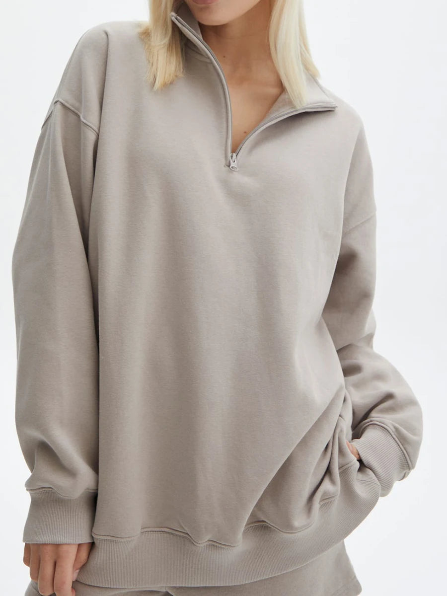 Women Velvet Activewear Set With Zip Sweatshirt And Shorts