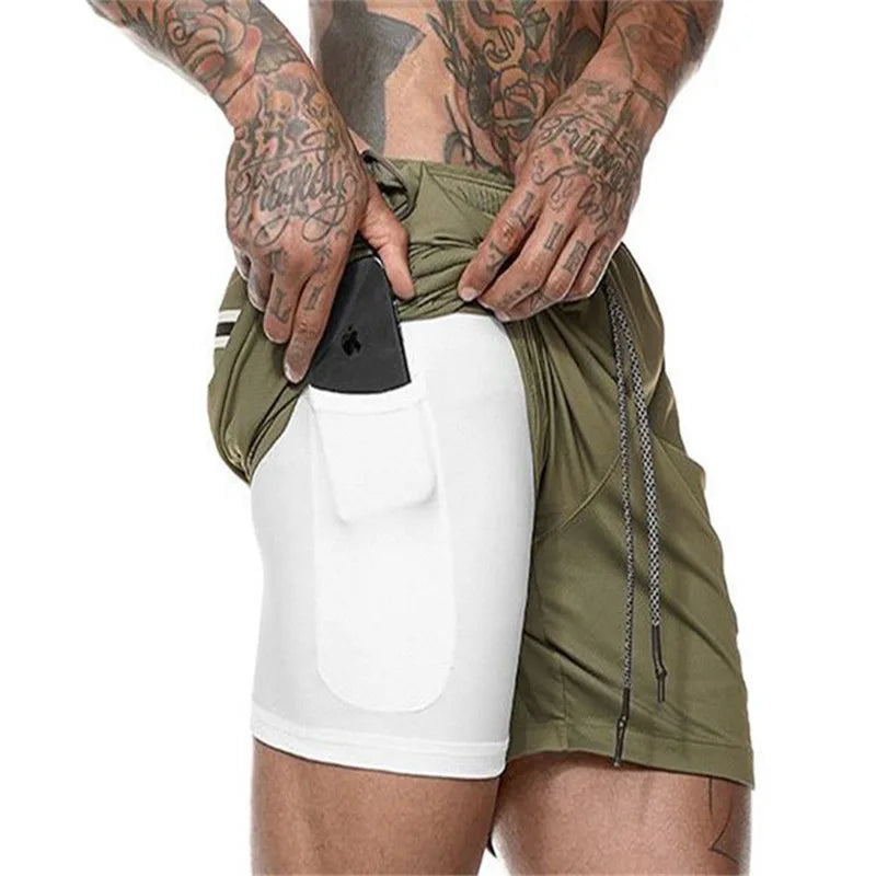 Camouflage Running Shorts For Men 2-In-1 Quick Dry Gym Training