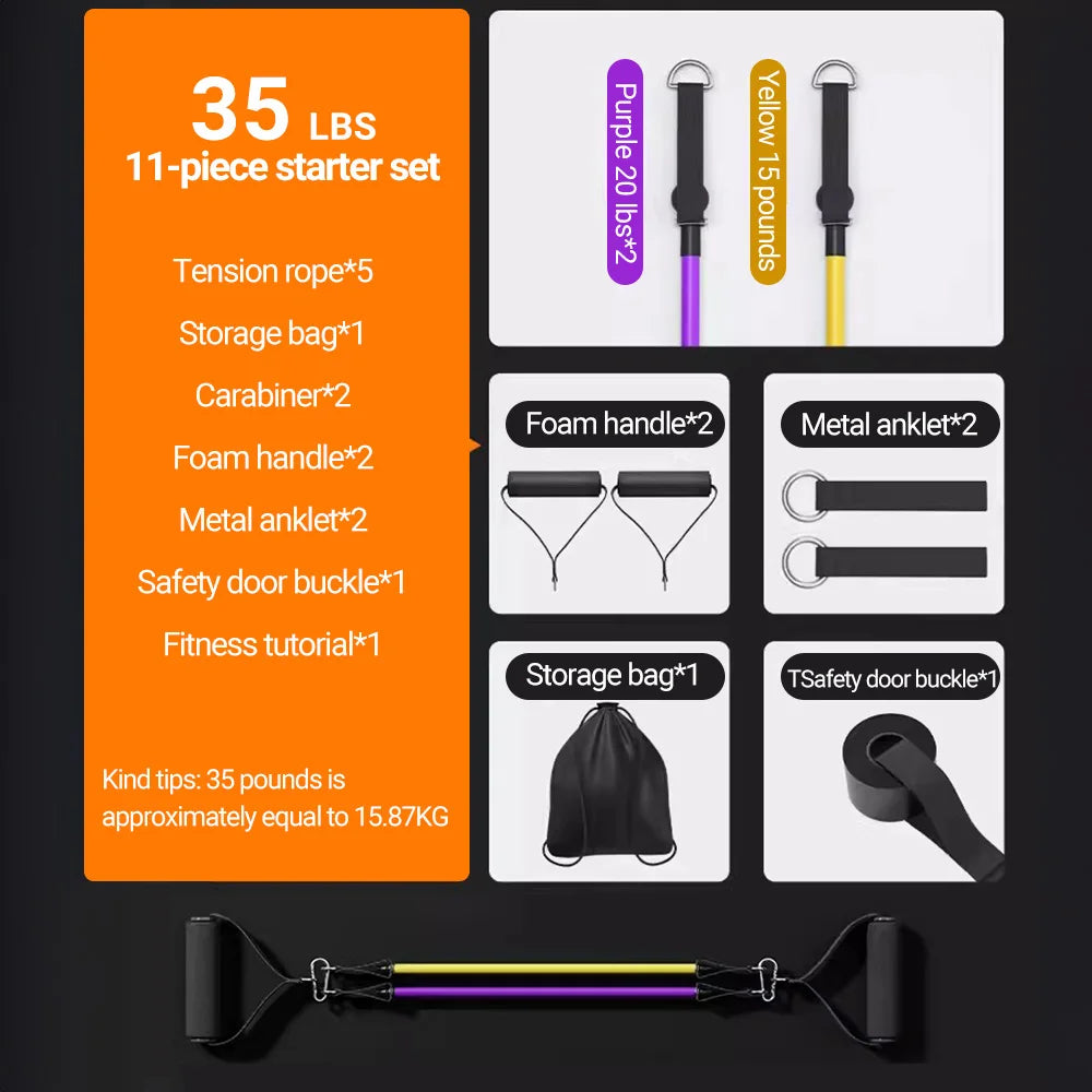 Elastic Bands Kit For Full Body Workout And Home Fitness