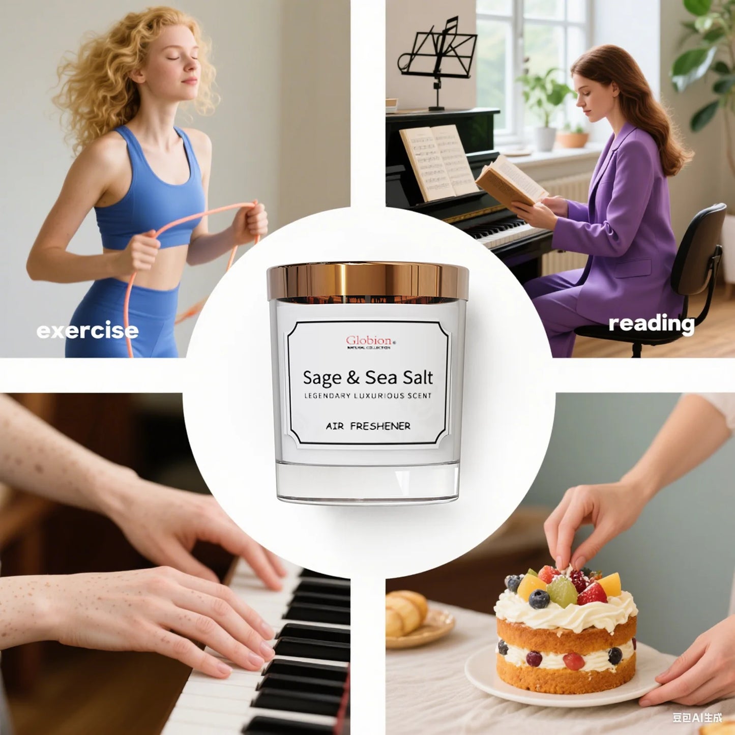 Sage And Sea Salt Scented Aromatherapy Candle Jar Gift