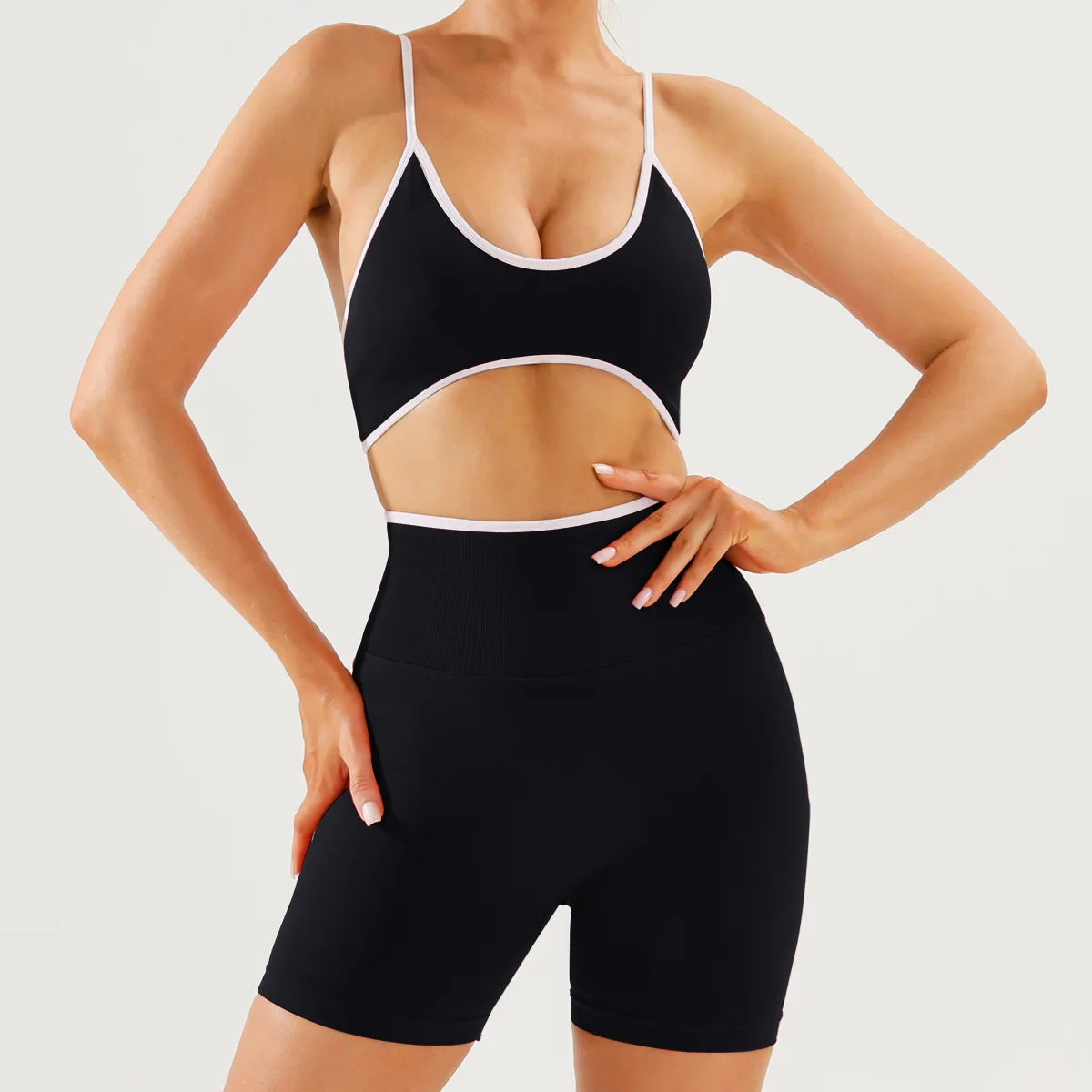 Color Blocking Women Quick Dry Yoga Set Backless for Running
