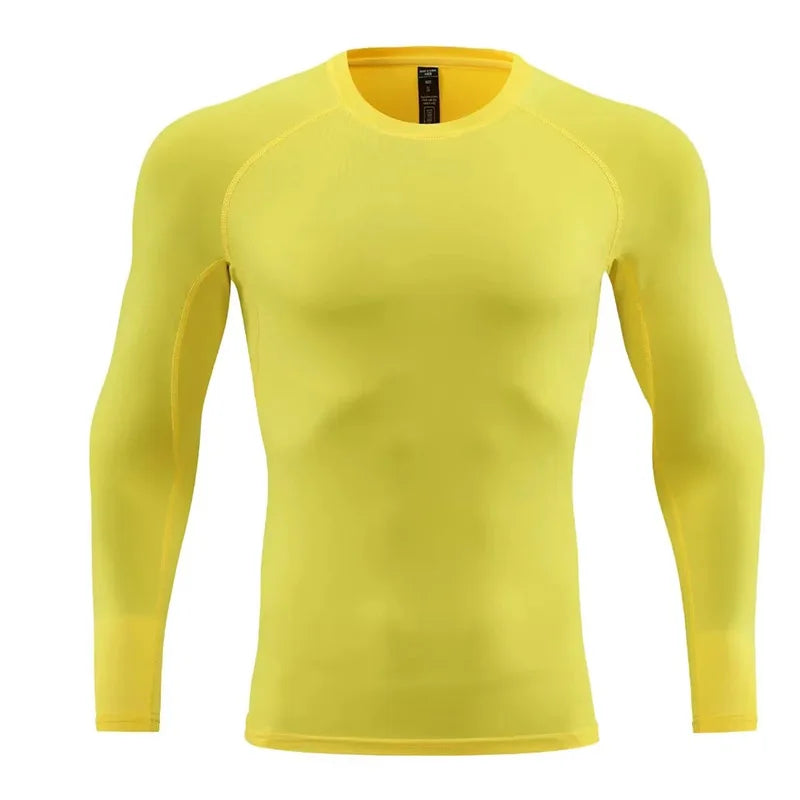 Unisex Fitness Compression Long Sleeve Shirt Polyester Spandex Gym