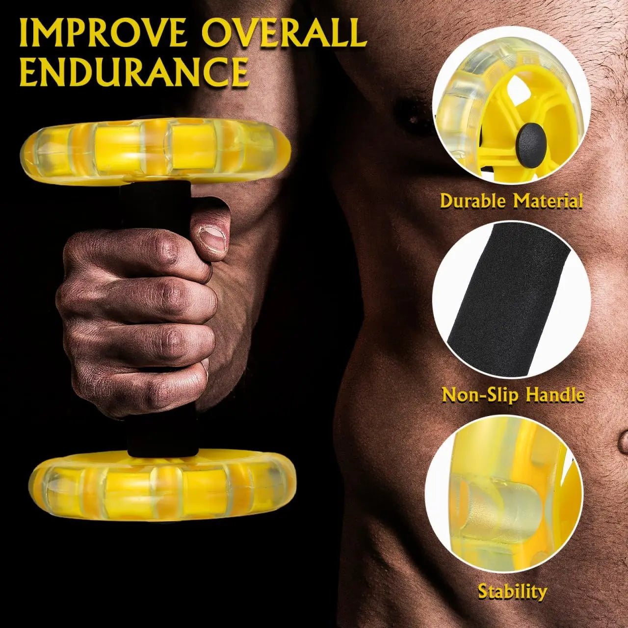 Abdominal Exercise Roller With Hand Weights For Core Strength