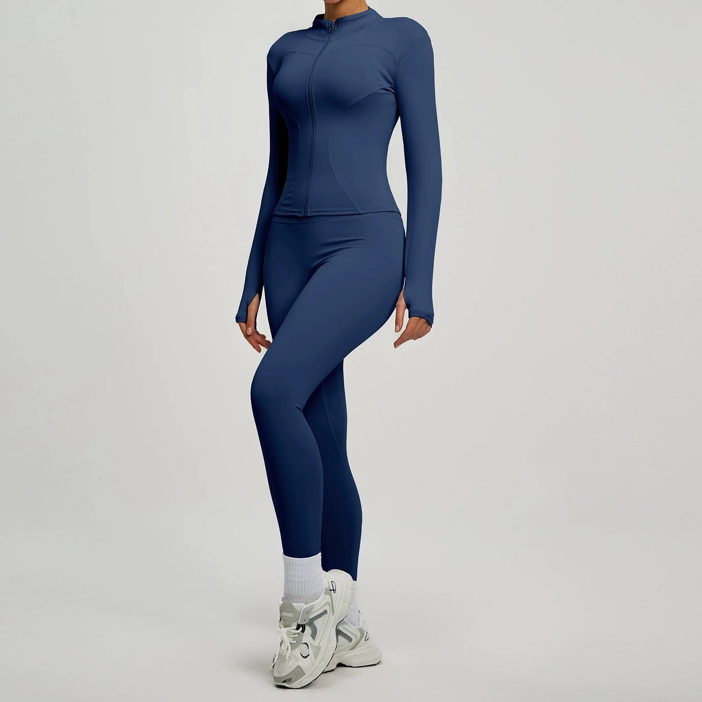 Women's Long Sleeve Yoga Jacket Set With Leggings Workout