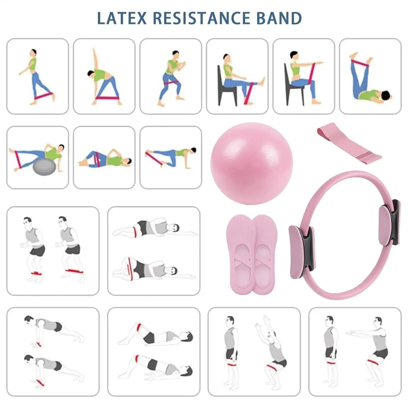 Pilates Ball And Ring Set With Resistance Bands For Postpartum