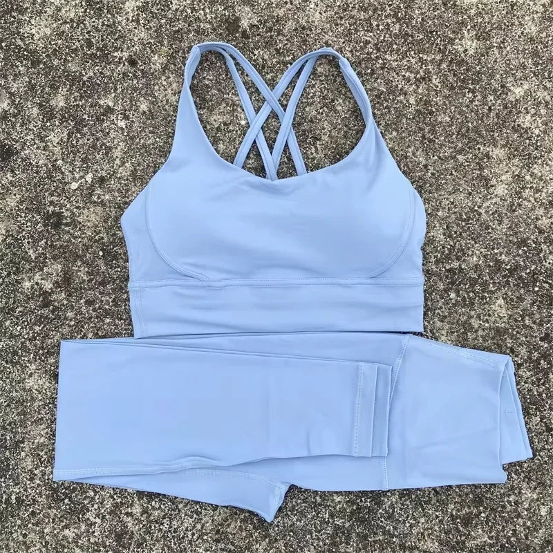 Gym Fitness Set Seamless High Waist Sports Bra Leggings