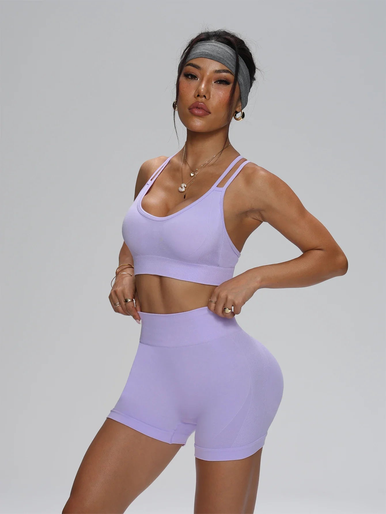 Seamless Sports Set Women's 2PCS Yoga Suit Fitness Bra with Cycling Shorts Gym Elastic Workout Outfit Activewear