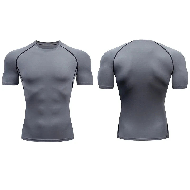 2026 Compression T Shirt Men Summer Sportswear Running T-shirt Elastic Quick Dry Sport Tops Tee Athletic Gym Workout Shirts Men